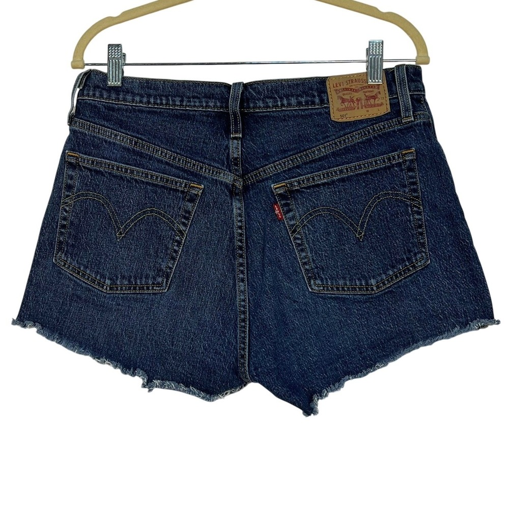 Levi's Blue 501 Original High Rise Cut Off Denim Shorts Women 31 Distressed BOHO